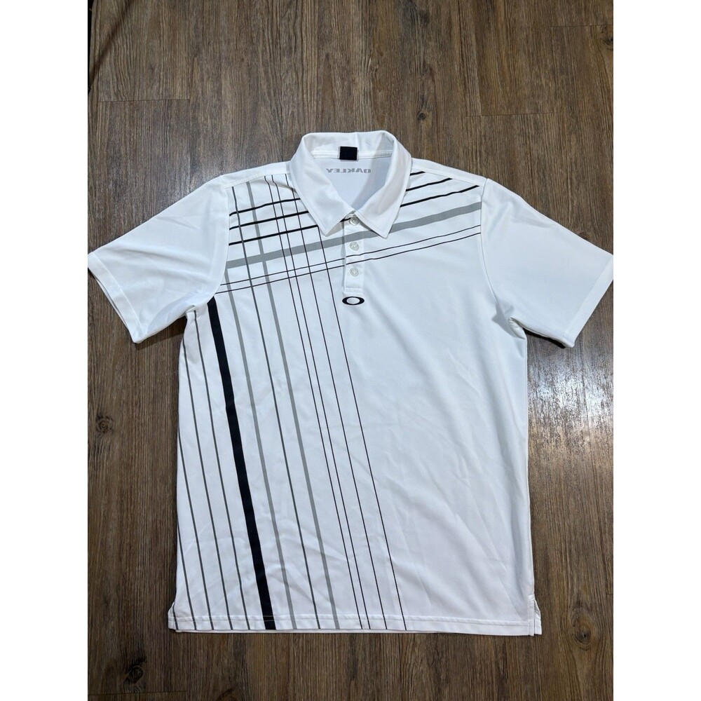 Oakley Polo Shirt Mens Medium White Golf Sportswear Performance Hydrolix Adult